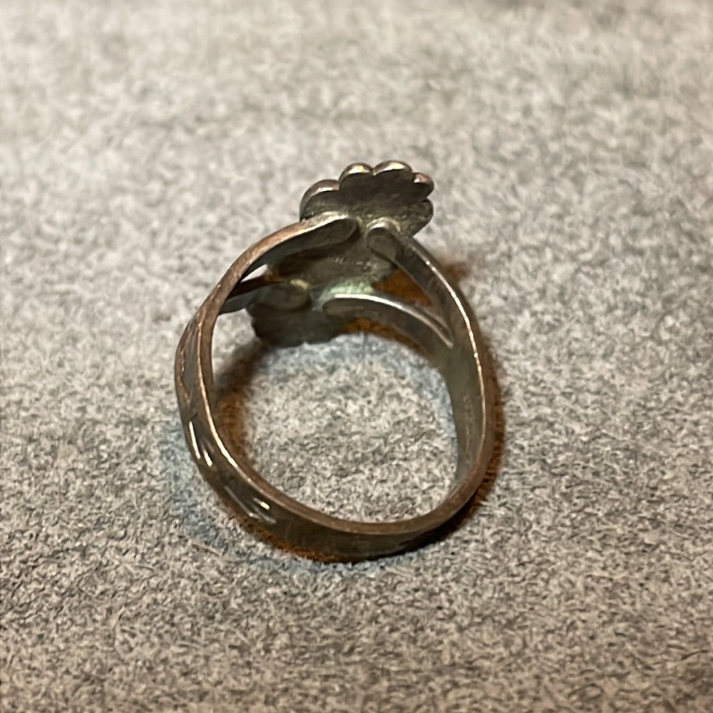 Sterling Signed Native Turquoise Southwestern Ring - image 2